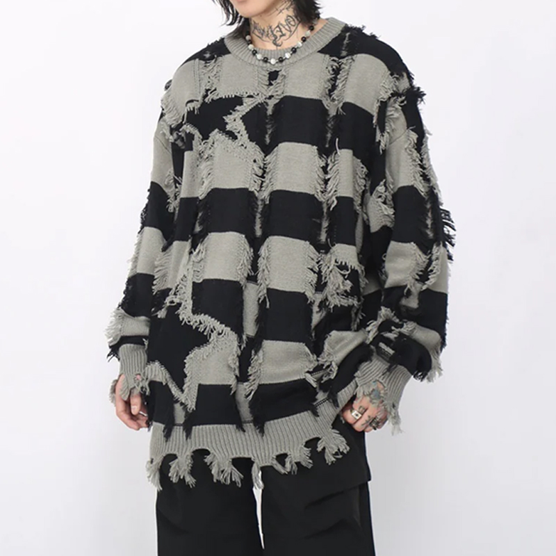 hongfeng offers knit sweater custom designs with vintage patchwork and unique color blends.